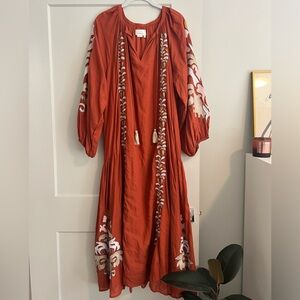 by Anthropologie Embroidered Maxi Dress